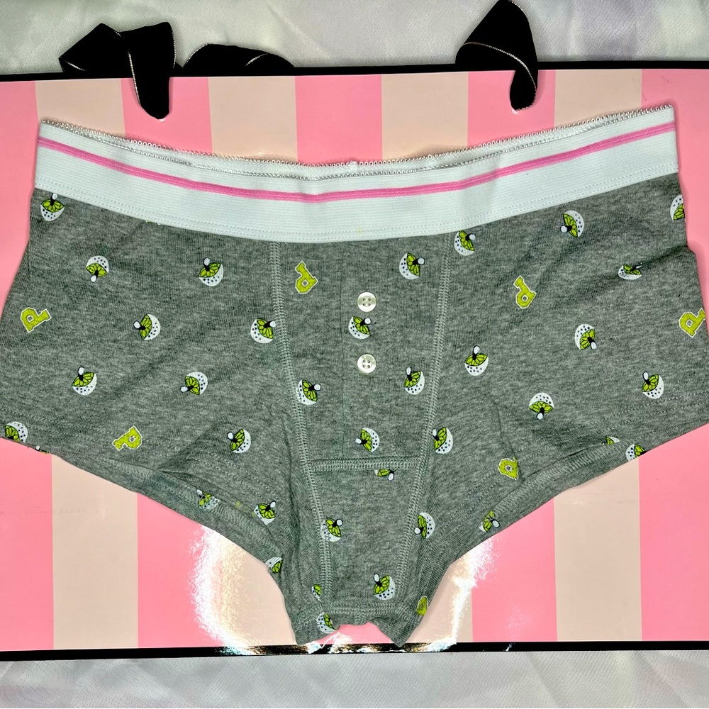 NEW VINTAGE VS PINK LARGE high Boxer Boxie COTTON KNIT PANTIES VERY RARE FIND